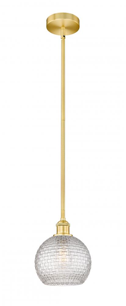 Athens - 1 Light - 8 inch - Satin Gold - Stem hung - Mini Pendant
