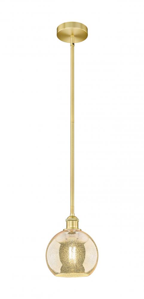 Athens - 1 Light - 8 inch - Satin Gold - Stem hung - Mini Pendant