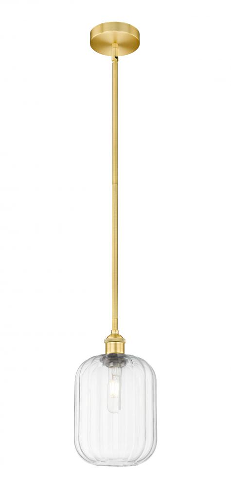 Preston Cylinder - 1 Light - 7 inch - Satin Gold - Stem hung - Mini Pendant
