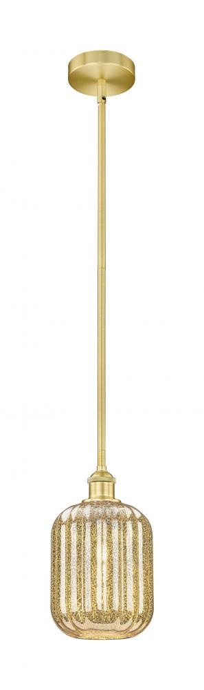 Preston Cylinder - 1 Light - 7 inch - Satin Gold - Stem hung - Mini Pendant