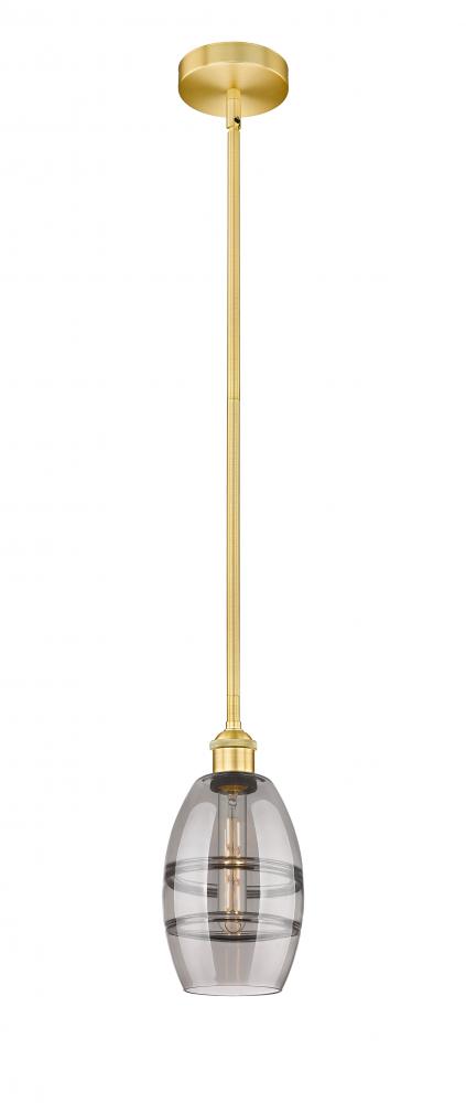 Vaz - 1 Light - 6 inch - Satin Gold - Stem hung - Mini Pendant