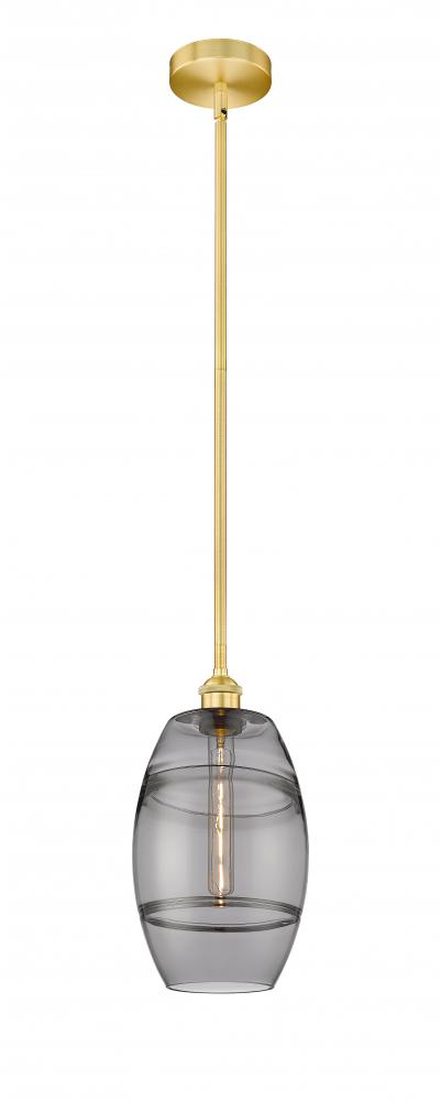 Vaz - 1 Light - 8 inch - Satin Gold - Stem hung - Mini Pendant