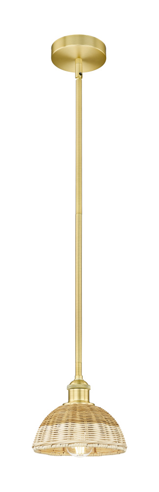 Bristol Natural II - 1 Light - 8 inch - Satin Gold - Stem hung - Mini Pendant