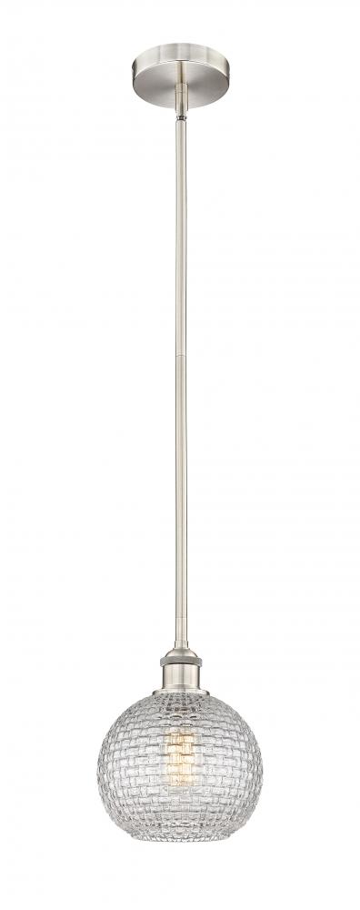 Athens - 1 Light - 8 inch - Brushed Satin Nickel - Stem hung - Mini Pendant