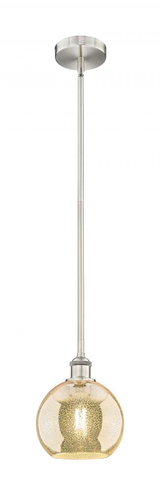 Athens - 1 Light - 8 inch - Brushed Satin Nickel - Stem hung - Mini Pendant