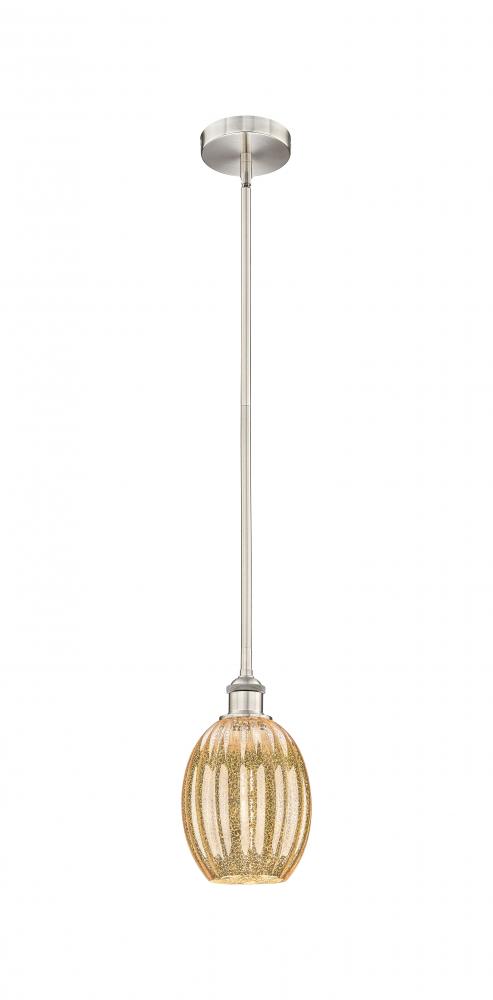 Preston Bulb - 1 Light - 6 inch - Brushed Satin Nickel - Stem hung - Mini Pendant