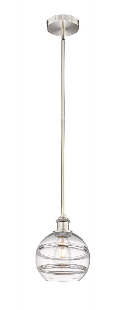 Rochester - 1 Light - 8 inch - Brushed Satin Nickel - Stem hung - Mini Pendant