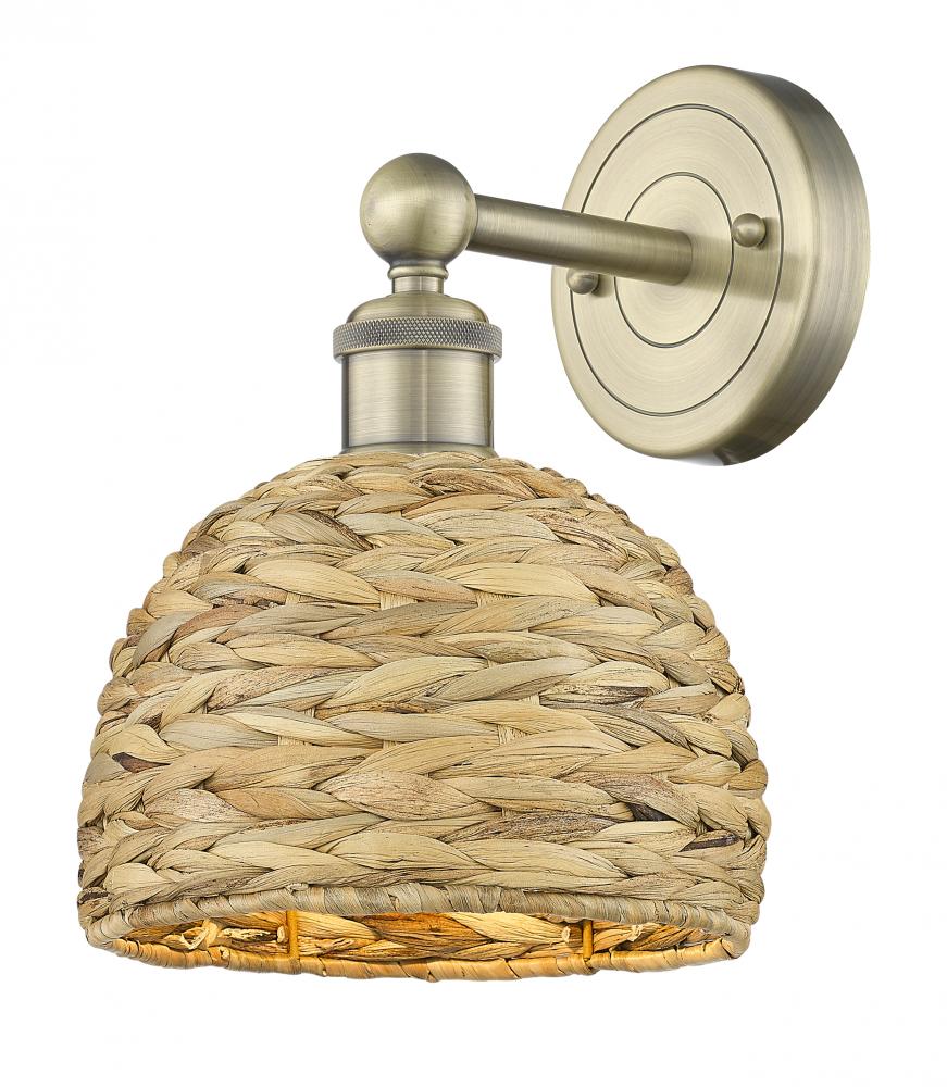 Woven Rattan - 1 Light - 8 inch - Antique Brass - Sconce
