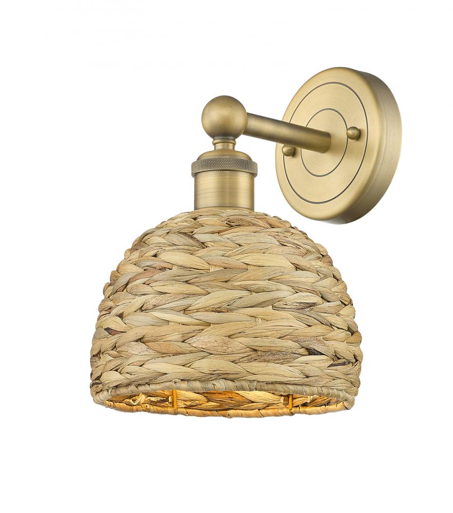 Woven Rattan - 1 Light - 8 inch - Brushed Brass - Sconce