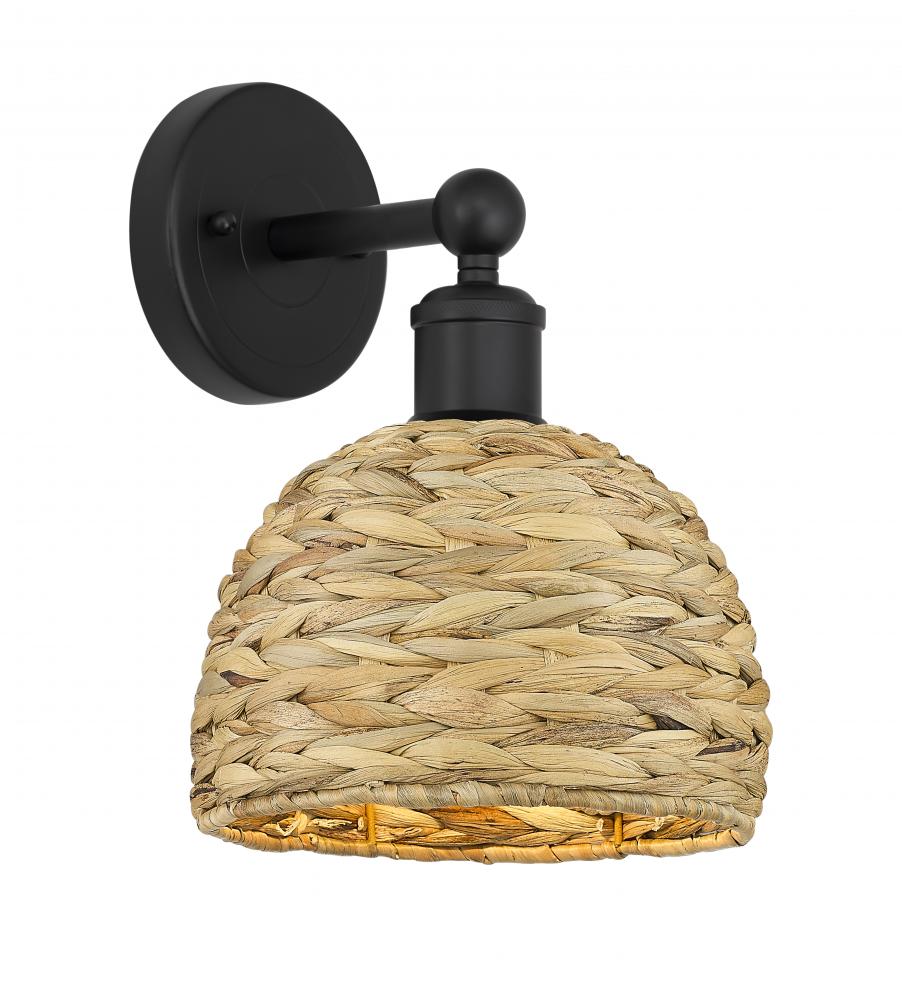 Woven Rattan - 1 Light - 8 inch - Matte Black - Sconce