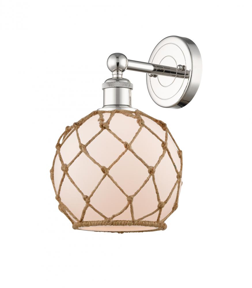 Farmhouse Rope - 1 Light - 8 inch - Polished Nickel - Sconce