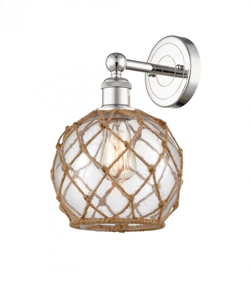 Farmhouse Rope - 1 Light - 8 inch - Polished Nickel - Sconce