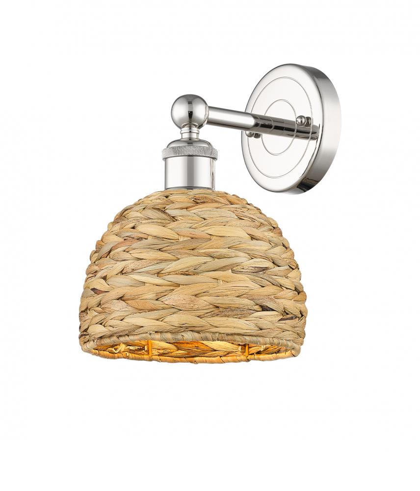 Woven Rattan - 1 Light - 8 inch - Polished Nickel - Sconce