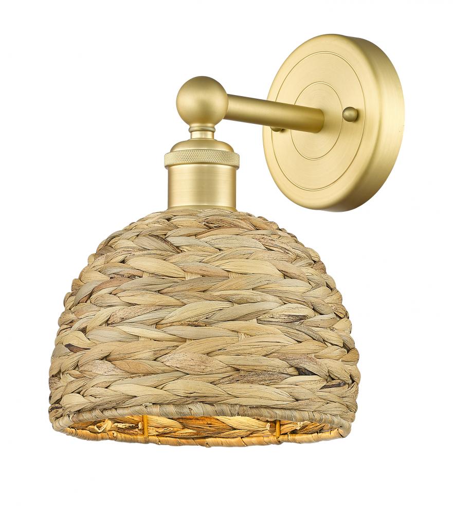 Woven Rattan - 1 Light - 8 inch - Satin Gold - Sconce