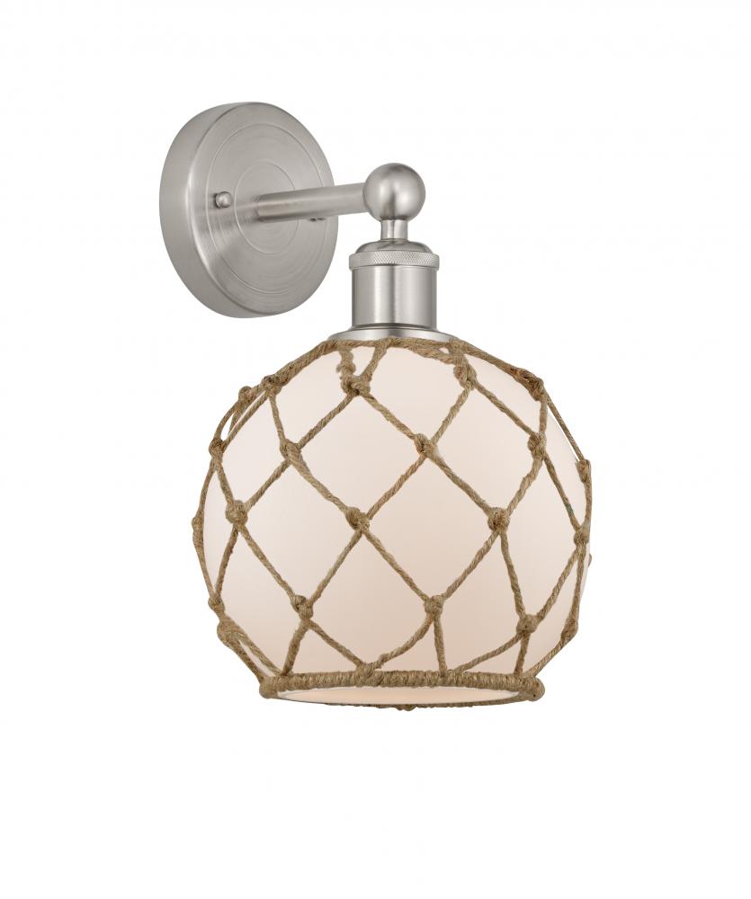 Farmhouse Rope - 1 Light - 8 inch - Brushed Satin Nickel - Sconce