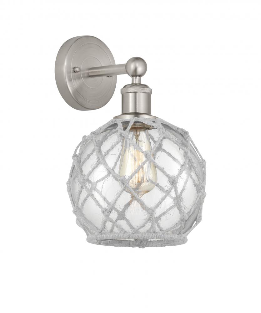 Farmhouse Rope - 1 Light - 8 inch - Brushed Satin Nickel - Sconce