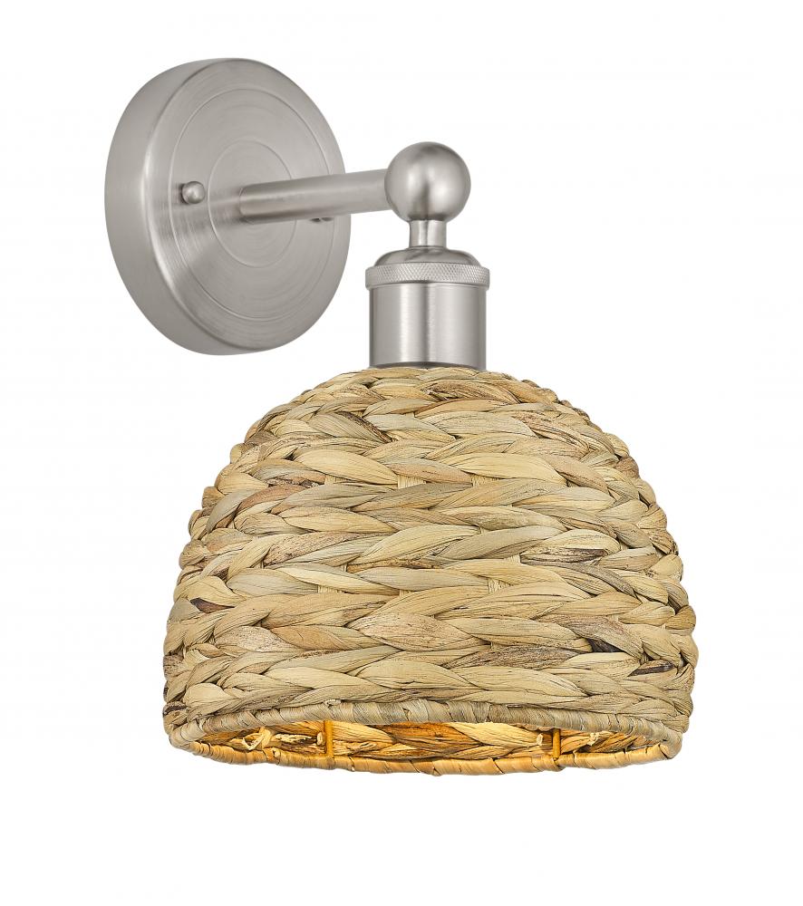 Woven Rattan - 1 Light - 8 inch - Brushed Satin Nickel - Sconce
