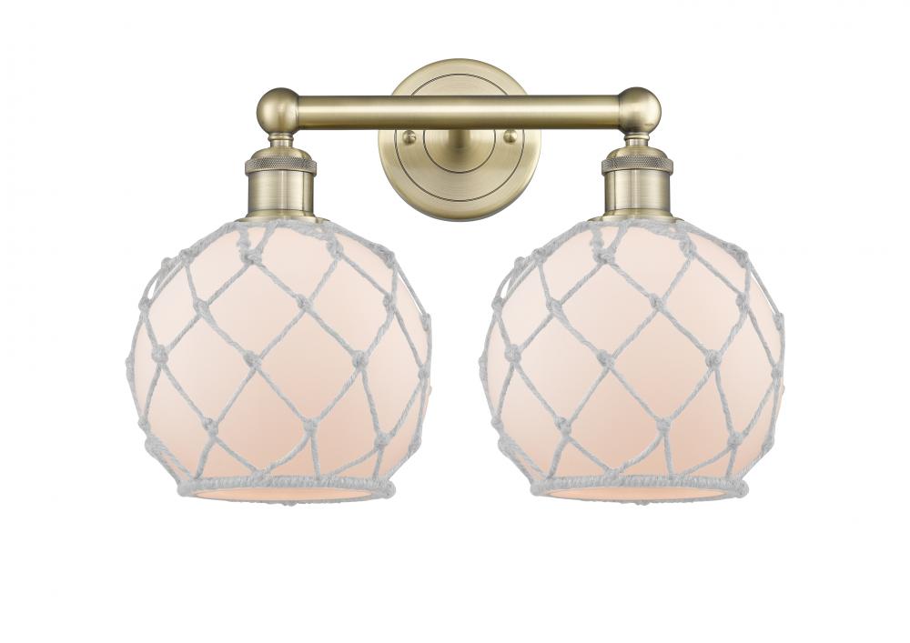 Farmhouse Rope - 2 Light - 17 inch - Antique Brass - Bath Vanity Light