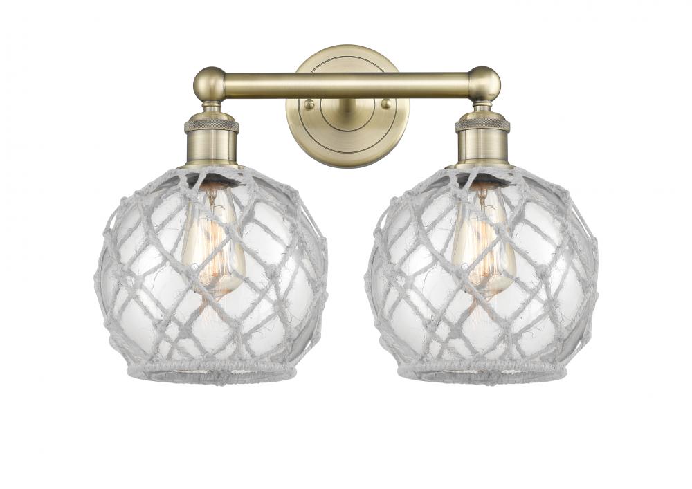 Farmhouse Rope - 2 Light - 17 inch - Antique Brass - Bath Vanity Light