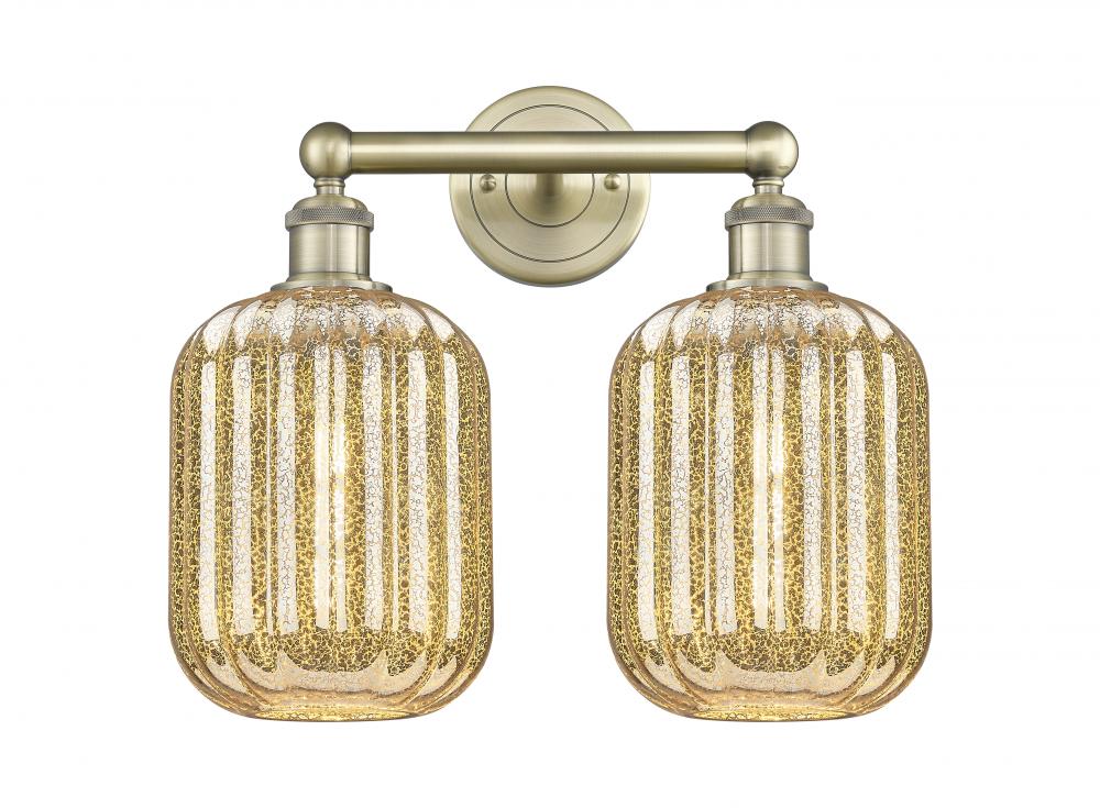 Preston Cylinder - 2 Light - 16 inch - Antique Brass - Bath Vanity Light