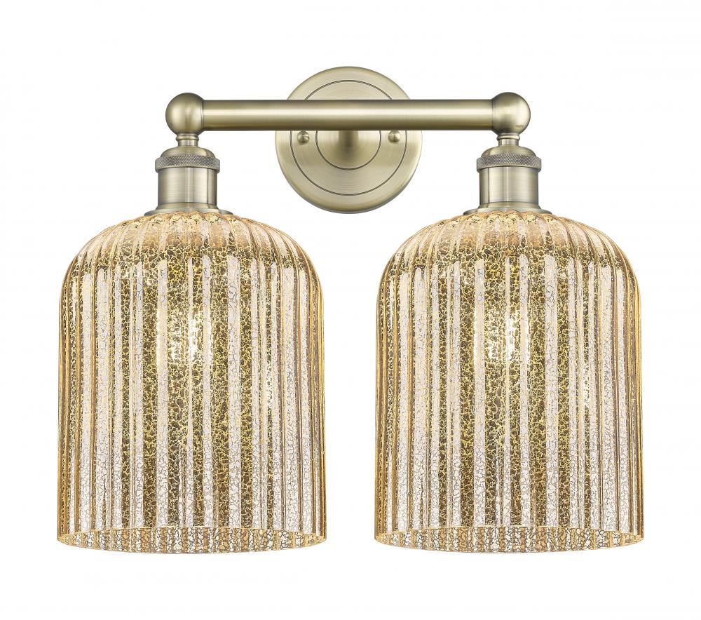 Bridal Veil - 2 Light - 14 inch - Antique Brass - Bath Vanity Light