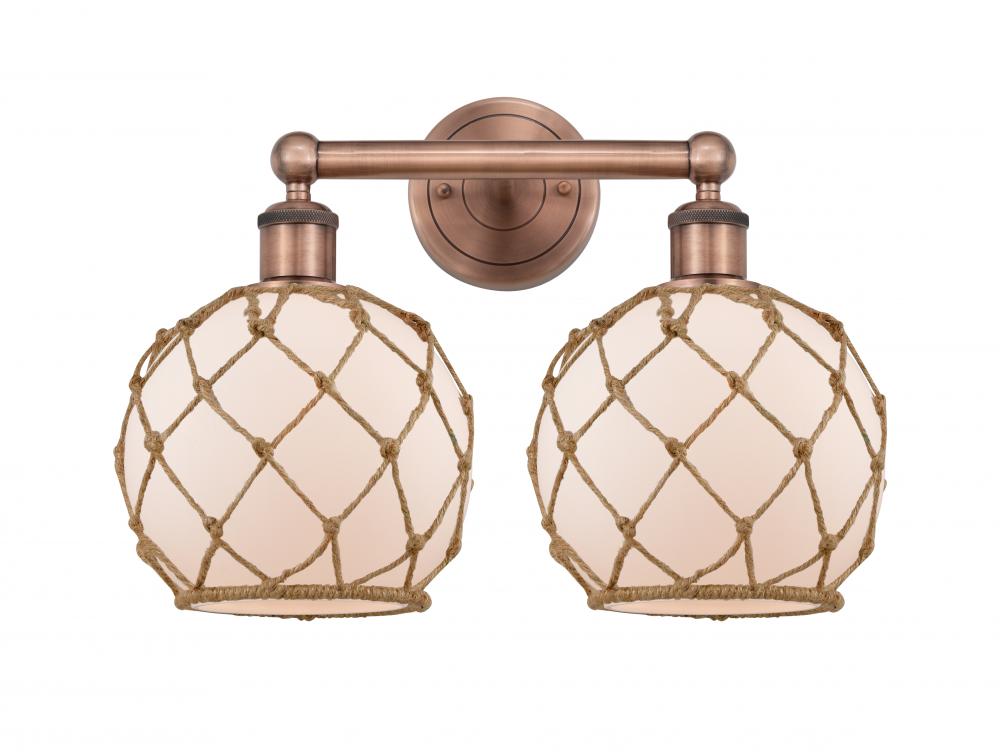 Farmhouse Rope - 2 Light - 17 inch - Antique Copper - Bath Vanity Light