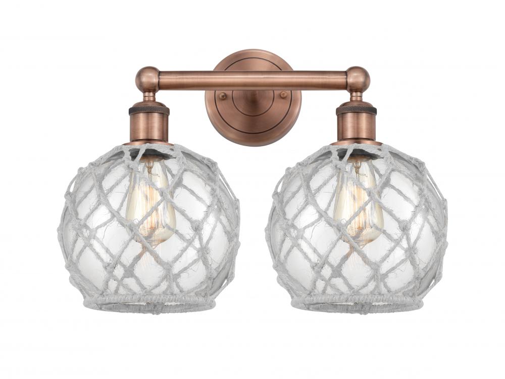Farmhouse Rope - 2 Light - 17 inch - Antique Copper - Bath Vanity Light