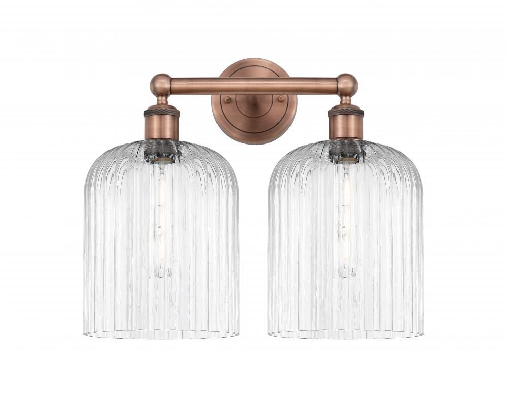 Bridal Veil - 2 Light - 14 inch - Antique Copper - Bath Vanity Light