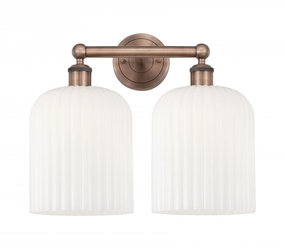 Bridal Veil - 2 Light - 14 inch - Antique Copper - Bath Vanity Light