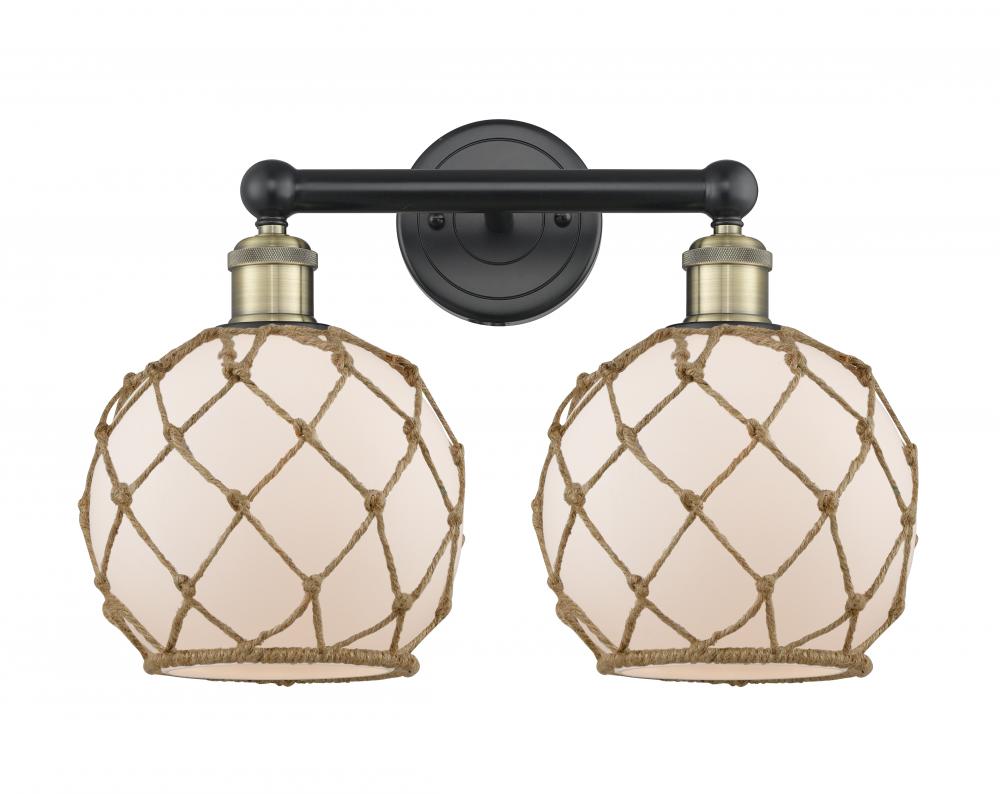 Farmhouse Rope - 2 Light - 17 inch - Black Antique Brass - Bath Vanity Light