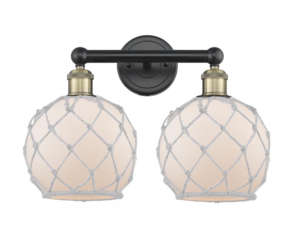 Farmhouse Rope - 2 Light - 17 inch - Black Antique Brass - Bath Vanity Light