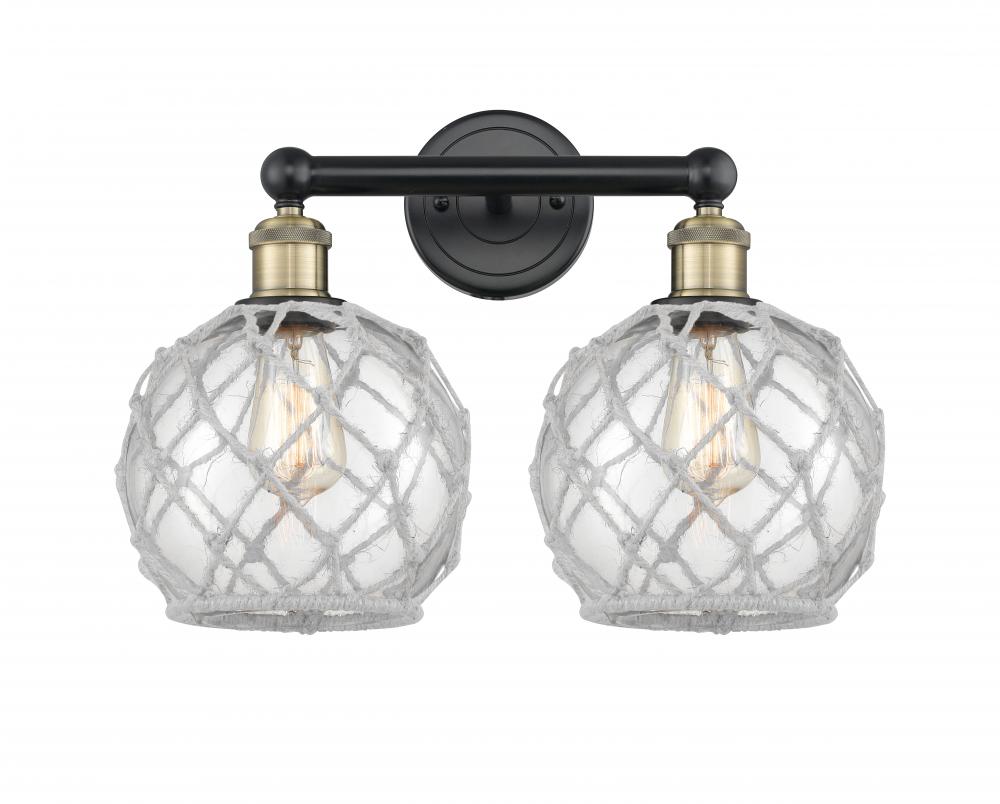 Farmhouse Rope - 2 Light - 17 inch - Black Antique Brass - Bath Vanity Light