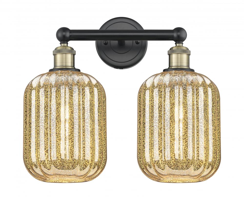 Preston Cylinder - 2 Light - 16 inch - Black Antique Brass - Bath Vanity Light