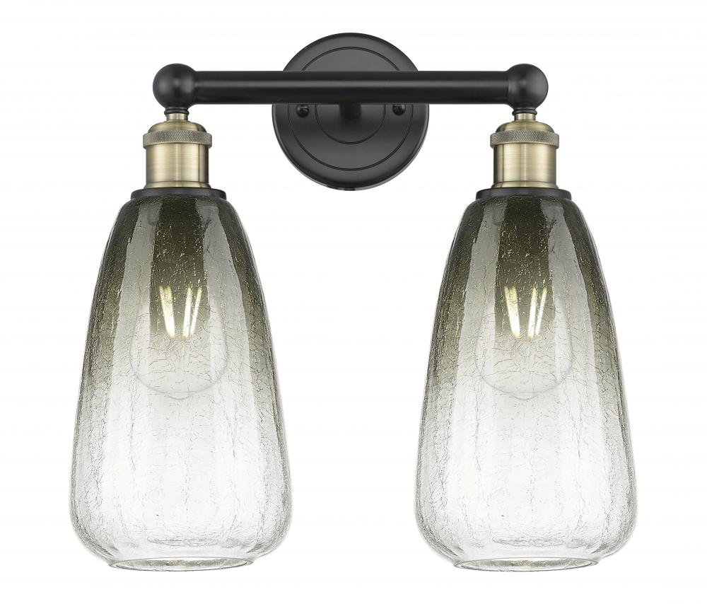 Brookhaven Almond - 2 Light - 15 inch - Black Antique Brass - Bath Vanity Light