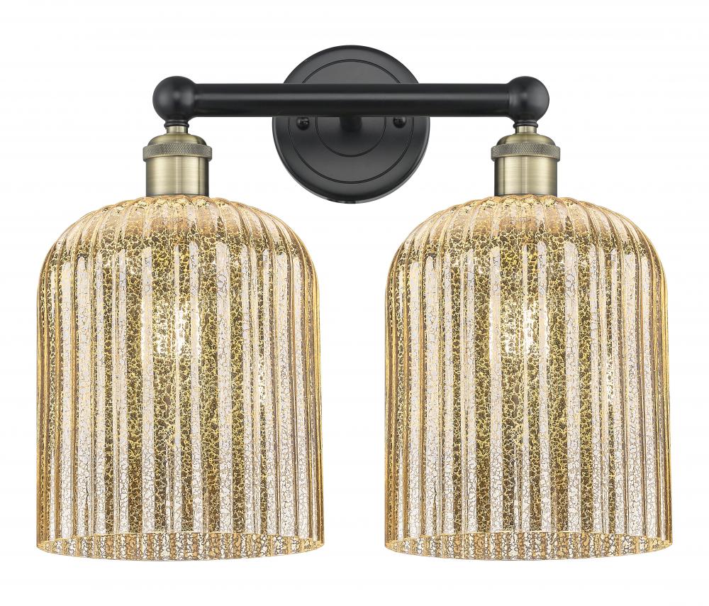 Bridal Veil - 2 Light - 14 inch - Black Antique Brass - Bath Vanity Light