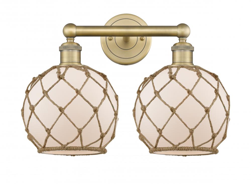 Farmhouse Rope - 2 Light - 17 inch - Brushed Brass - Bath Vanity Light