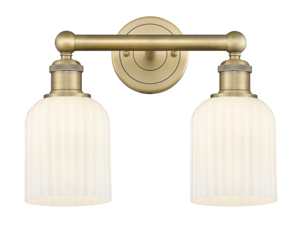 Bridal Veil - 2 Light - 14 inch - Brushed Brass - Bath Vanity Light