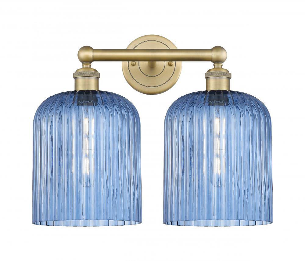 Bridal Veil - 2 Light - 14 inch - Brushed Brass - Bath Vanity Light