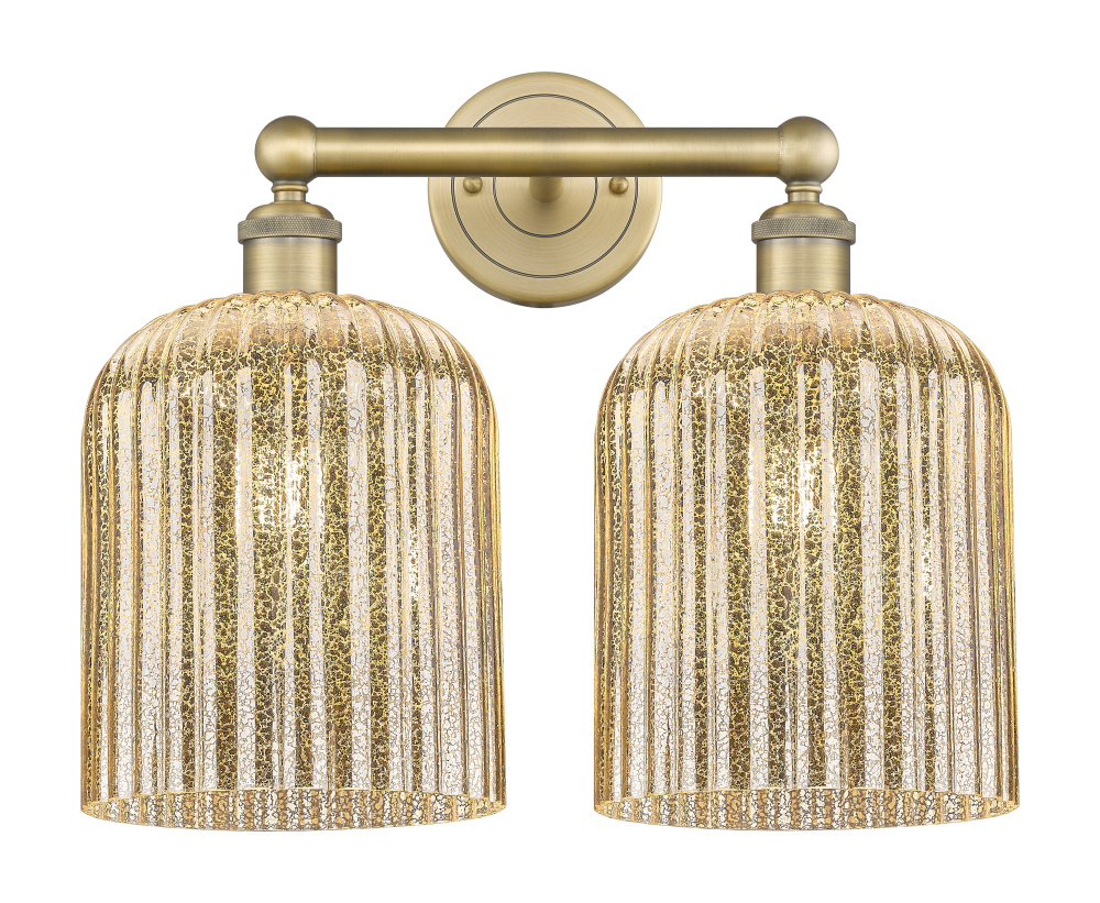 Bridal Veil - 2 Light - 14 inch - Brushed Brass - Bath Vanity Light