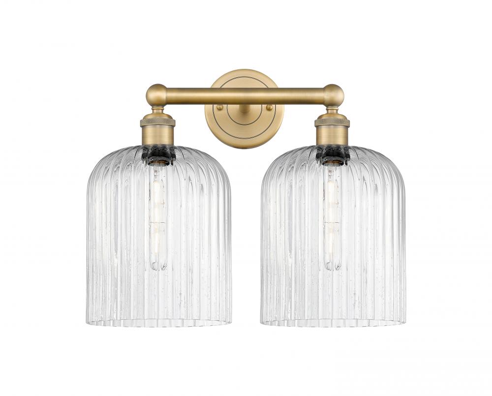 Bridal Veil - 2 Light - 14 inch - Brushed Brass - Bath Vanity Light
