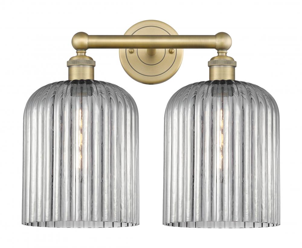 Bridal Veil - 2 Light - 14 inch - Brushed Brass - Bath Vanity Light