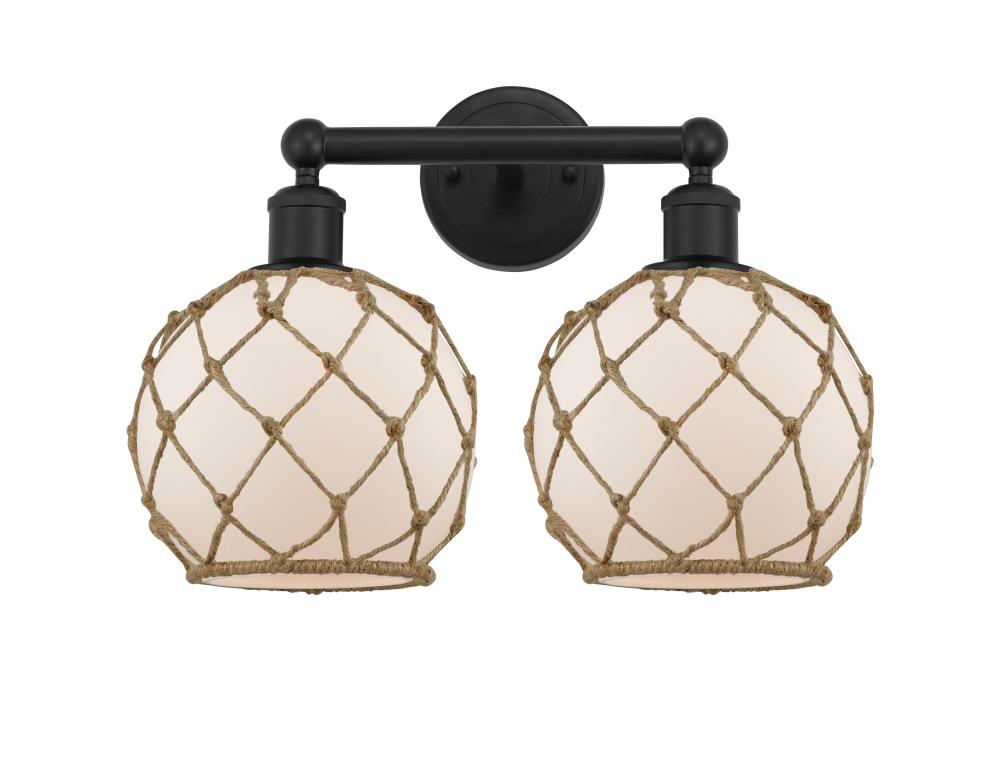 Farmhouse Rope - 2 Light - 17 inch - Matte Black - Bath Vanity Light