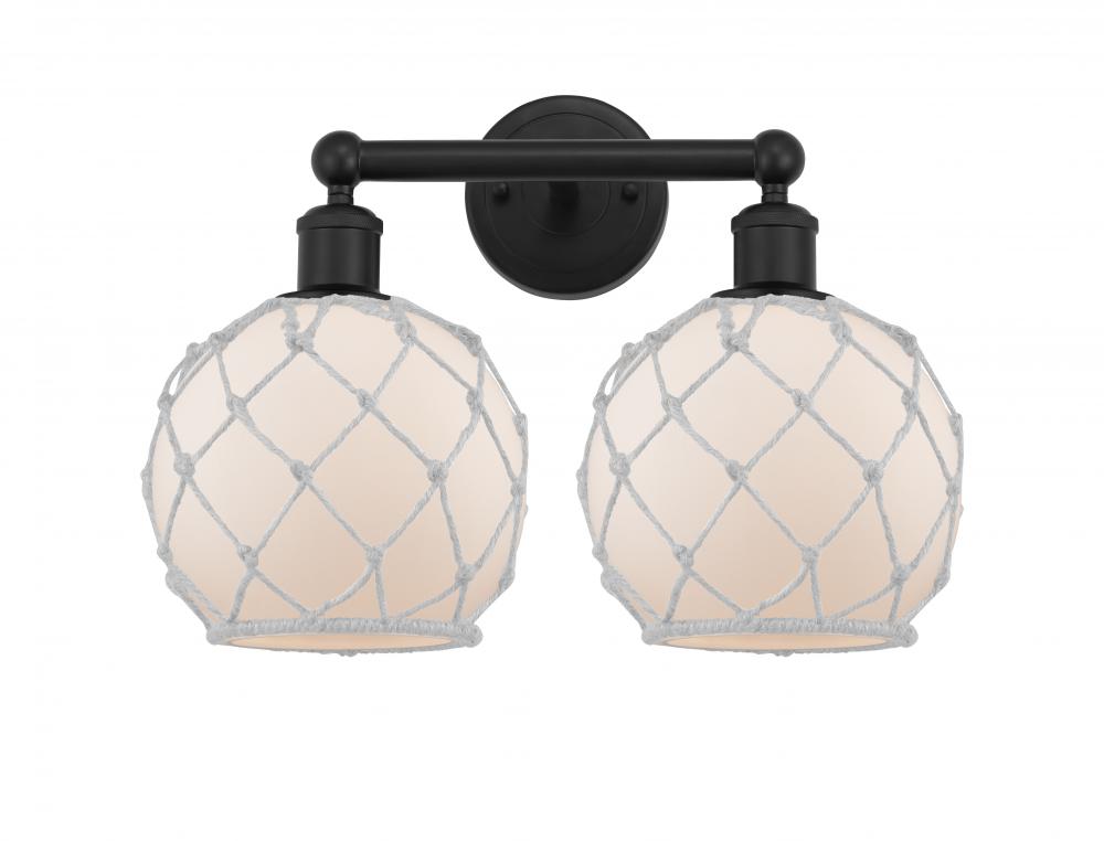 Farmhouse Rope - 2 Light - 17 inch - Matte Black - Bath Vanity Light