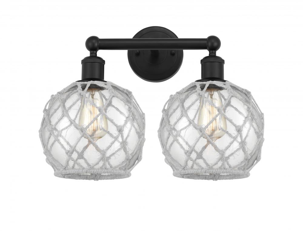 Farmhouse Rope - 2 Light - 17 inch - Matte Black - Bath Vanity Light