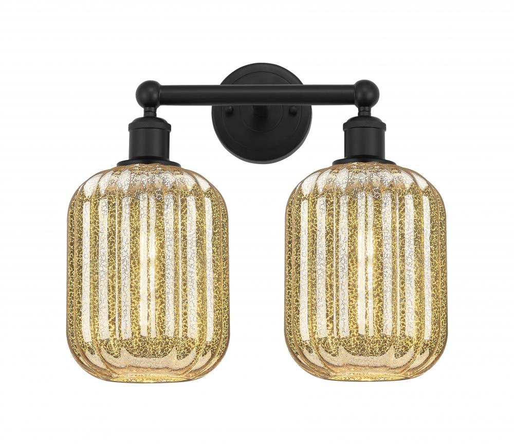 Preston Cylinder - 2 Light - 16 inch - Matte Black - Bath Vanity Light