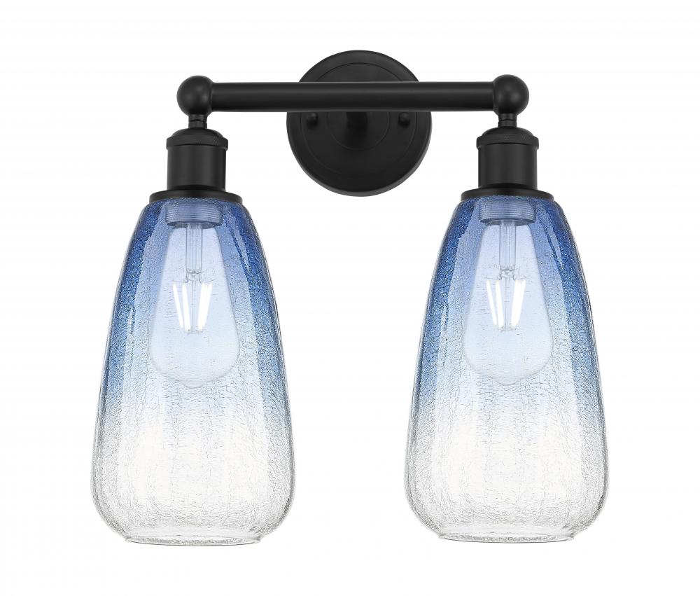 Brookhaven Almond - 2 Light - 15 inch - Matte Black - Bath Vanity Light