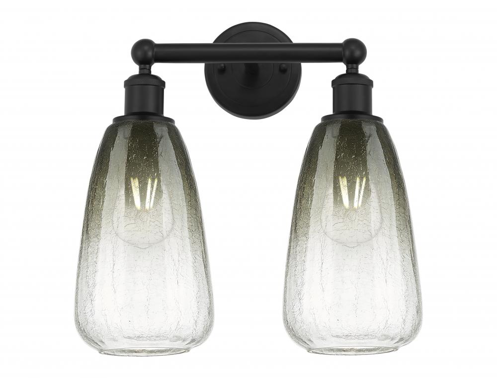 Brookhaven Almond - 2 Light - 15 inch - Matte Black - Bath Vanity Light