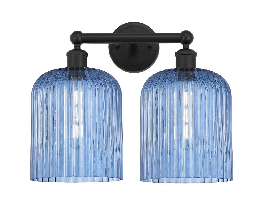 Bridal Veil - 2 Light - 14 inch - Matte Black - Bath Vanity Light