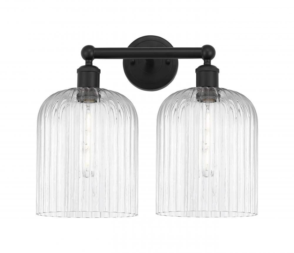 Bridal Veil - 2 Light - 14 inch - Matte Black - Bath Vanity Light