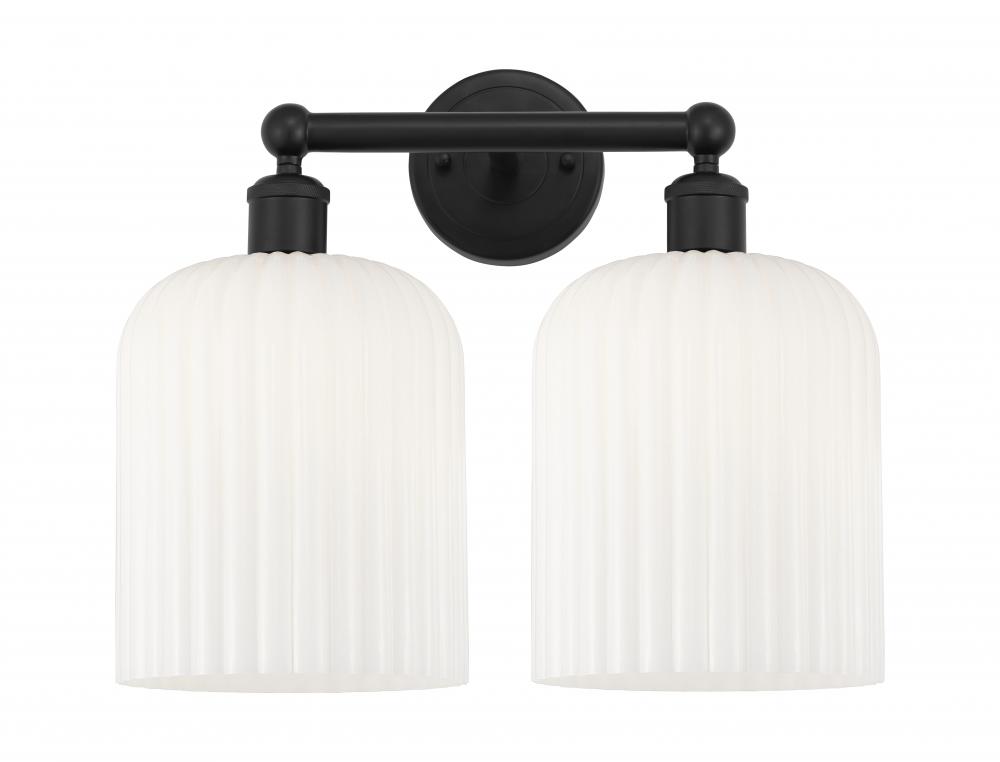 Bridal Veil - 2 Light - 14 inch - Matte Black - Bath Vanity Light